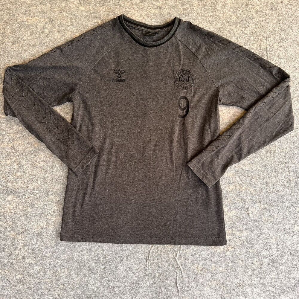 Hummel Denmark Football Heritage Shirt Men’s Large Grey 2018-19 Long Sleeve - Picture 1 of 9